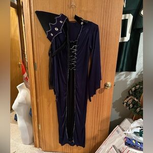 Purple and Black Gothic Dress with Silver Accents size medium